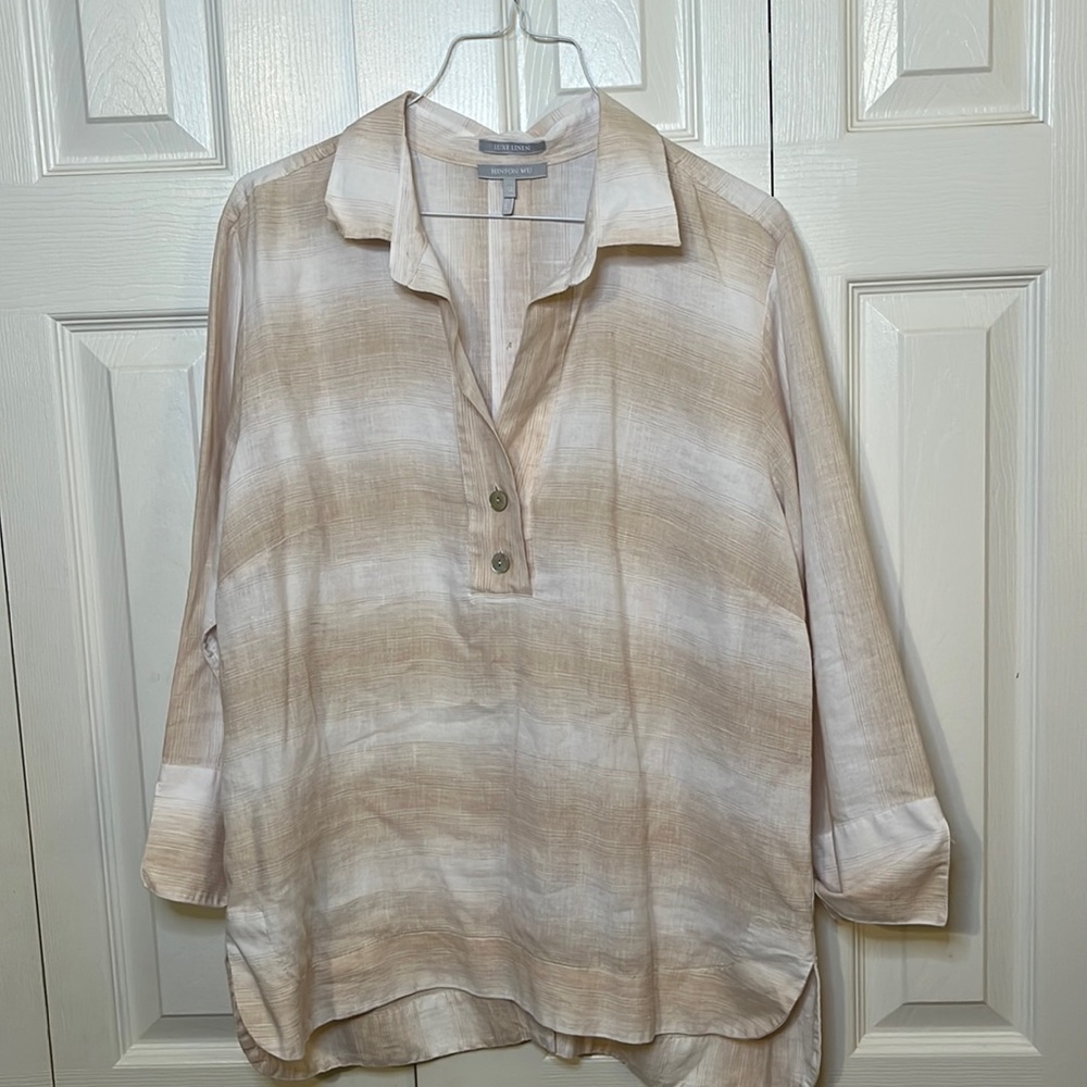 Hinson Wu Luxe Linen popover blouse size 12